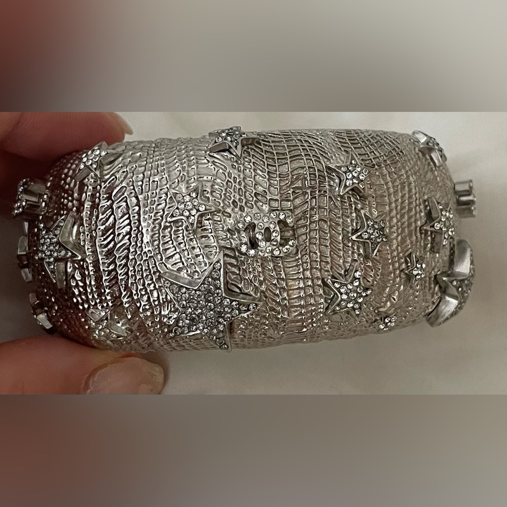 CHANEL Crystal Embellished CC and Stars Cuff Bracelet